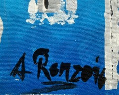 Original Abstract Painting by A. Renzo (1976) – Mid Century Art, 50×50 cm