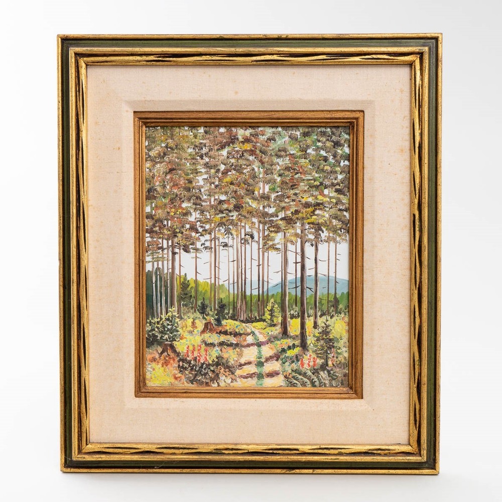 Signed Eugene Schmidt Impressionist Landscape Oil Painting Framed 20″ x 22.75″