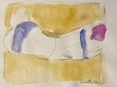 Abstract Watercolor Study “Bather ”By DC Artist Ron Demetro 5.5×8