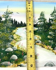 Original Oil Painting River or Stream Scene Landscape Floral Trees 12×9 Unframed