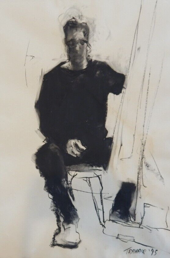 AUSTRALIAN CHARCOAL ON PAPER THE ARTIST BY TRAHAIR 1995 P93