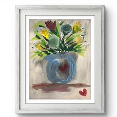 BLESSED#896 Floral Heart 14×11 Original Canvas Art Modern Expression Abstract
