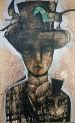 Acrylic/Canvas/mixta Carlos Cesar cuban Art 85×45 Cm T:“entre Bastidores“