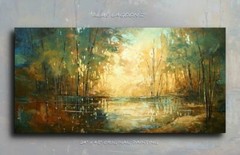 Landscape Art Original Palette Knife Painting Contemporary Mix Lang cert. Unique