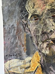 MID CENTURY PAINTING EXPRESSIONIST MODERNIST PORTRAIT MORTON DIAMONDSTEIN FAMOUS