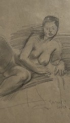 Raphael Soyer, Born 1899 Borisoglebsk,Russia,Died 1987 NewYork, “Reclining Girl”