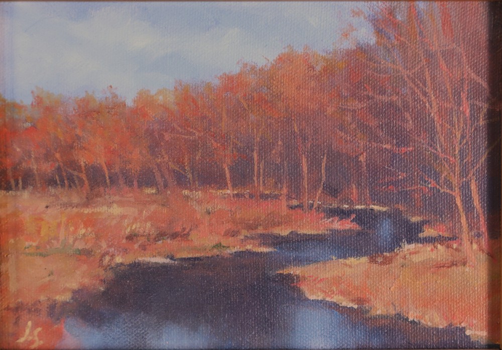 Impressionist Oil Painting „Fall Creek“ by Jas Szygiel, Signed, Vibrant Autumn
