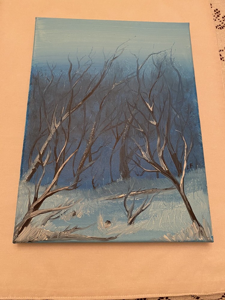 Hand Painted Winter Scene Art Decor Gift Wall Hanging