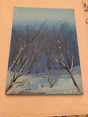 Hand Painted Winter Scene Art Decor Gift Wall Hanging