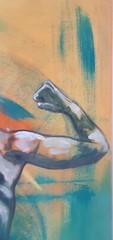Male torso, bodybuilding on canvas, painted male torso, art