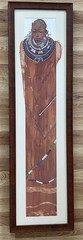 MARIAN HOWARD MIXED MEDIA ON PAPER „AFRICAN WOMAN“ FRAMED/MATTED 42″ X 12 SIGNED