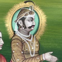 “Krishna” Hindu Mughal Antique Painting Indian Mystic Ceremony Persian Signed