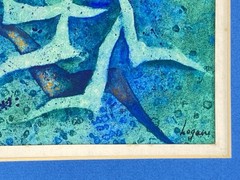 1970s Signed Abstract Impressionist Painting Watercolor Gouache Matted Framed