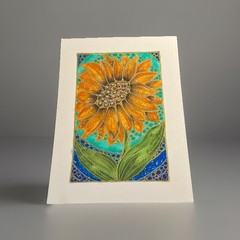 Original Hand Painted Floral 4×6 Mixed Media On 5×7 Cold Press Water Color Paper