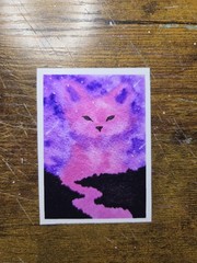 ACEO *Art Print Of an Original Watercolor Cat in the Clouds