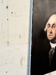 Original George Washington Portrait Oil Painting – Historical 23×18 Signed