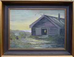 Unused Painter – Abendlandschaft With Wooden House – Scandinavia – Sweden –