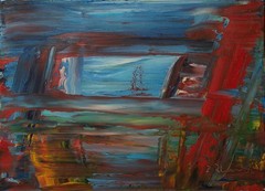 Rudolf Draheim Abstract Contemporary Sign Framed Painting 1995