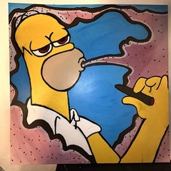 Pop Art Cartoon Acrylic Painting on Canvas, Colorful Animated Character