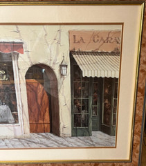 1995 VIKTOR SHVAIKO 35″ X 26″ French Shop BISTRO LA BOUILLE w/ Picture Frame