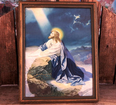 Old Vintage Framed with Glass Jesus Christ in Gethsemane Print Heinrich Hofmann