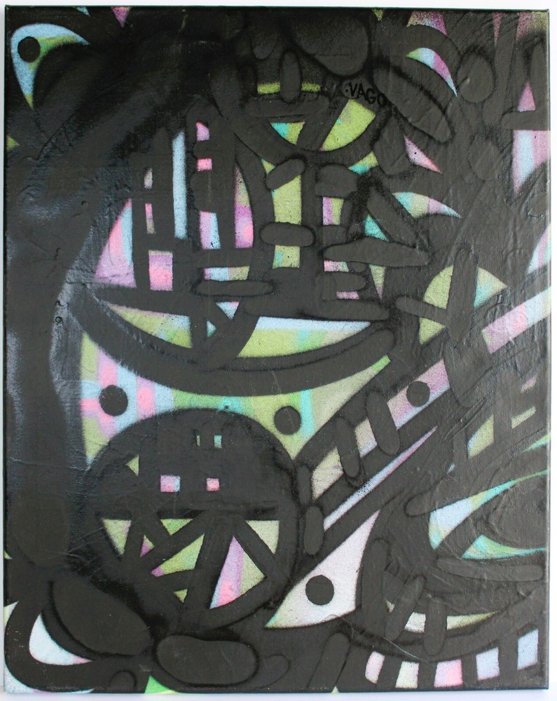 BRUNO NATALIO VAGO SPRAY PAINTING CANVAS SIGNED POP ART ABSTRACT GRAFFITI MIAMI