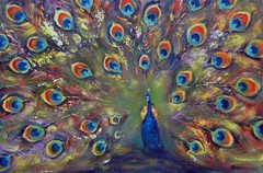 Peacock Painting – Original Painting modern art – 36 x 24 by BenWill
