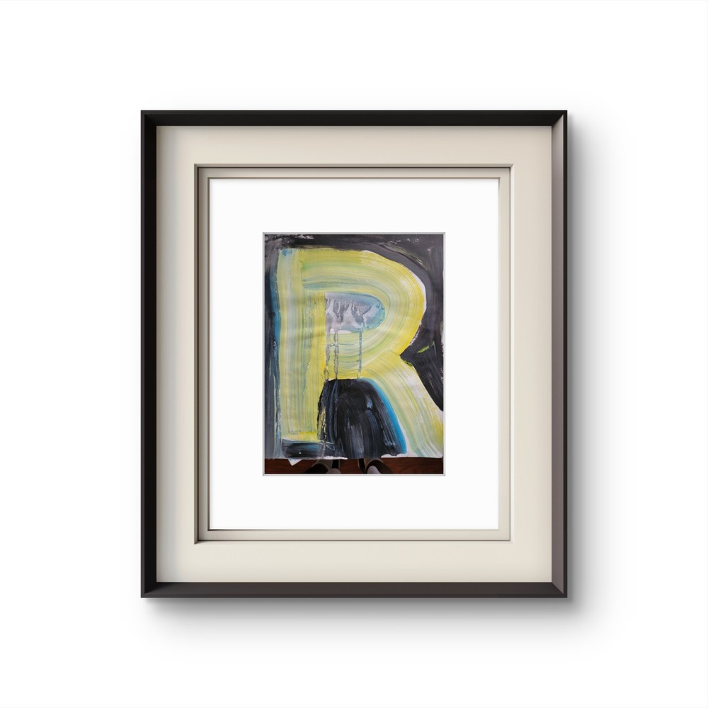 „R“ Classroom Graffiti Abstract Pop Art Paper Painting Modern Design