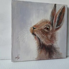 Original Oil Animal Painting Hare Portrait Wildlife Art Soft Ukrainian Artist