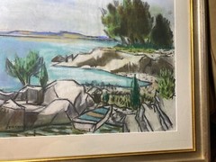 Frederick Childs (1908 – 1978) „Coastal Landscape“ Pastel Painting-Signed/Framed