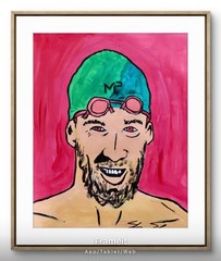 ShawNshawN Original painting 11×14 paper Olympics swimmer gold medalist artwork