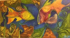 Küchel Silvia 1957 Frankfurt collage impasto, life-affirming 80 x 140 cm!!!
