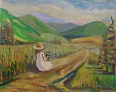 art 311 original painting 40×50 cm oil on canvas LZ landscape woman figure