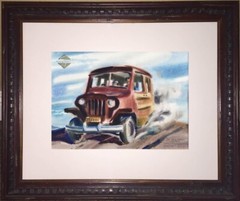 1949 Rex Brandt American Narrative Painting Willys Jeep Station Wagon