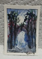 Luneth of the Quiet Pines — OOAK ACEO Folklore Spirit by Virginia Watercolor