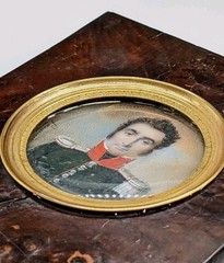 Antique Napoleonic French Officer Portrait Miniature Signed Pasquier Early 19C