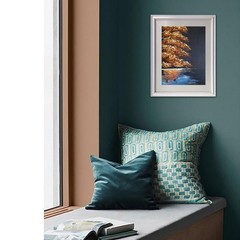 Autumn Lake Reflection Painting Fall Forest Landscape Original Oil Wall Art