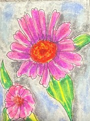 ACEO Flower Mixed Media Art Card by Anna | Signed Original Mini Painting