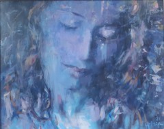Gerry Miller Oil Painting. 50x40cm. Blue, Violet.-„Only Once“.Unframed.