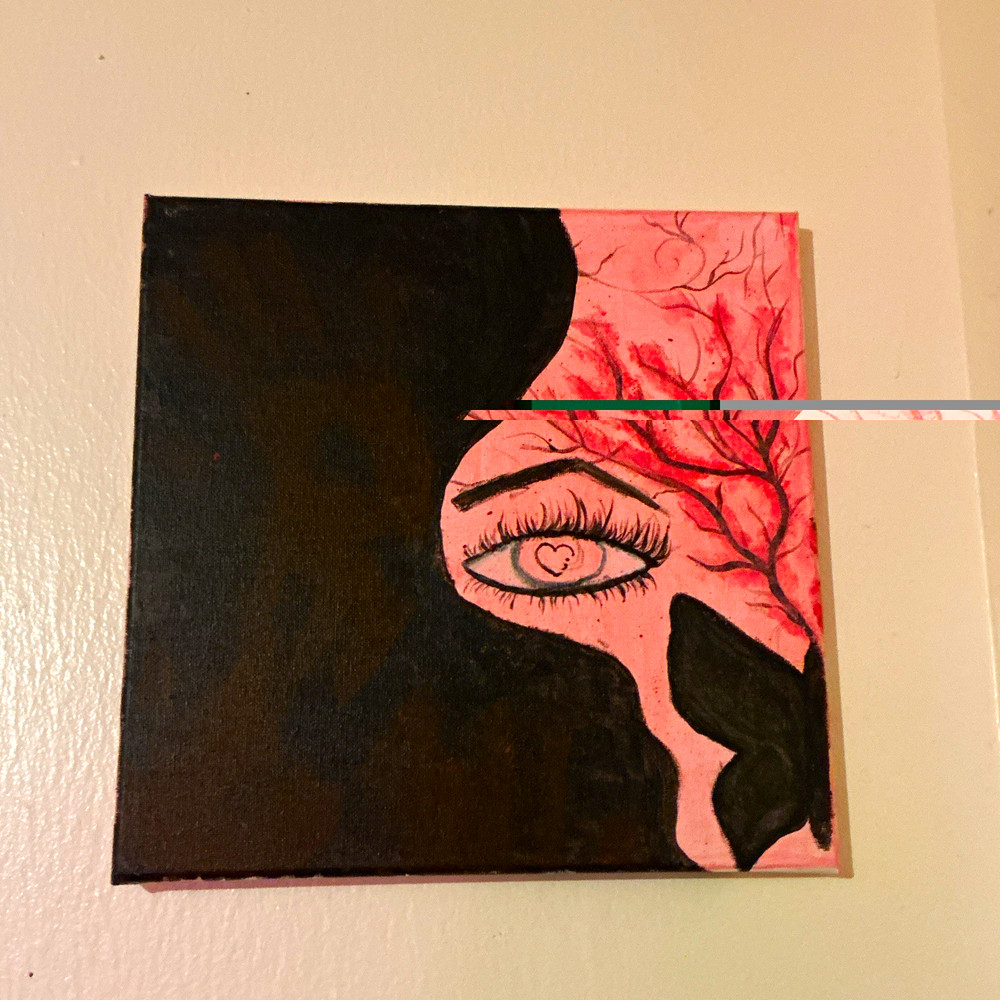 Abstract Face & Eye Portrait Painting, Small Unframed Canvas Wall Art