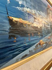 VTG Italy Mediterranean Port Oil Painting on Canvas Signed Artist Andrea Savino