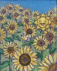 Original Acrylic Painting On Canvas Board Of Pokémon Cutiefly Sunflora 8×10