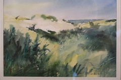 Vtg Cape Cod Dunes Watercolor Robert F. Calrow Signed Framed Matted HTF VGC