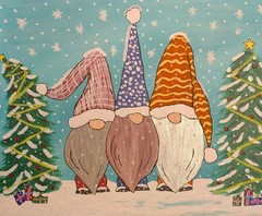 Original, OOAK, 16 x 20 Acrylic on Canvas Christmas Gnomes