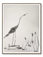 Abstract Crane Bird Impressionistic Original Wall Art 14X11 Mixed Media Paper