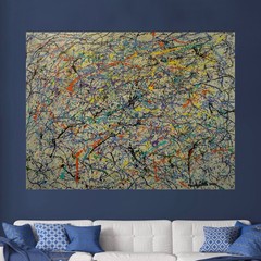 Jackson Pollock Style Giant Canvas Painting 84”X62” (7 Foot) Abstract Modern XL