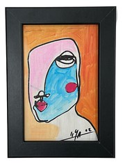 PAINTING OIL AND ACRYLIC ON FIBERBOARD 4”X6”(FRAME INCLUDED) CUBAN ART by LISA.