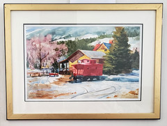 BILL LUNDQUIST ORIGINAL WATERCOLOR WESTERN WINTER LANDSCAPE SCENE FINE ART