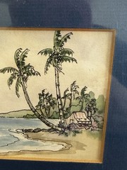 Patrice Pendarvis Watercolor Painting Rainbow Serene Beach Hut Scene Hawaii