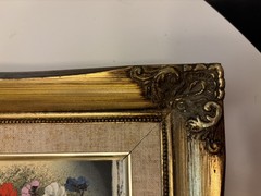 Vintage Painting Vase of Flowers in a Gold Toned Wood Frame